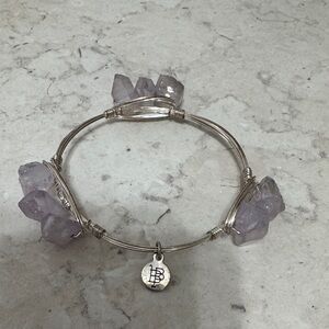 Bourbon and Boweties silver wire and Purple Gemstone Bracelet